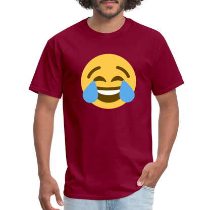 😂 Face with Tears of Joy (Twemoji) Unisex Classic T-Shirt - burgundy