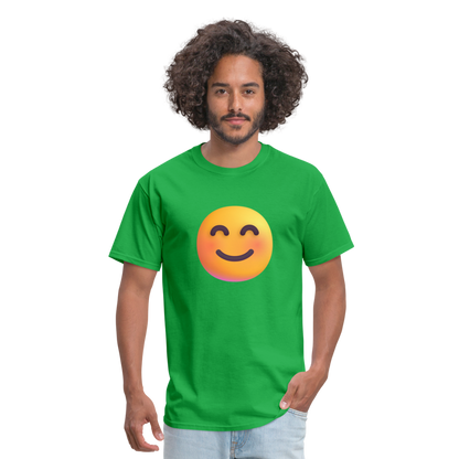 😊 Smiling Face with Smiling Eyes (Microsoft Fluent) Unisex Classic T-Shirt - bright green