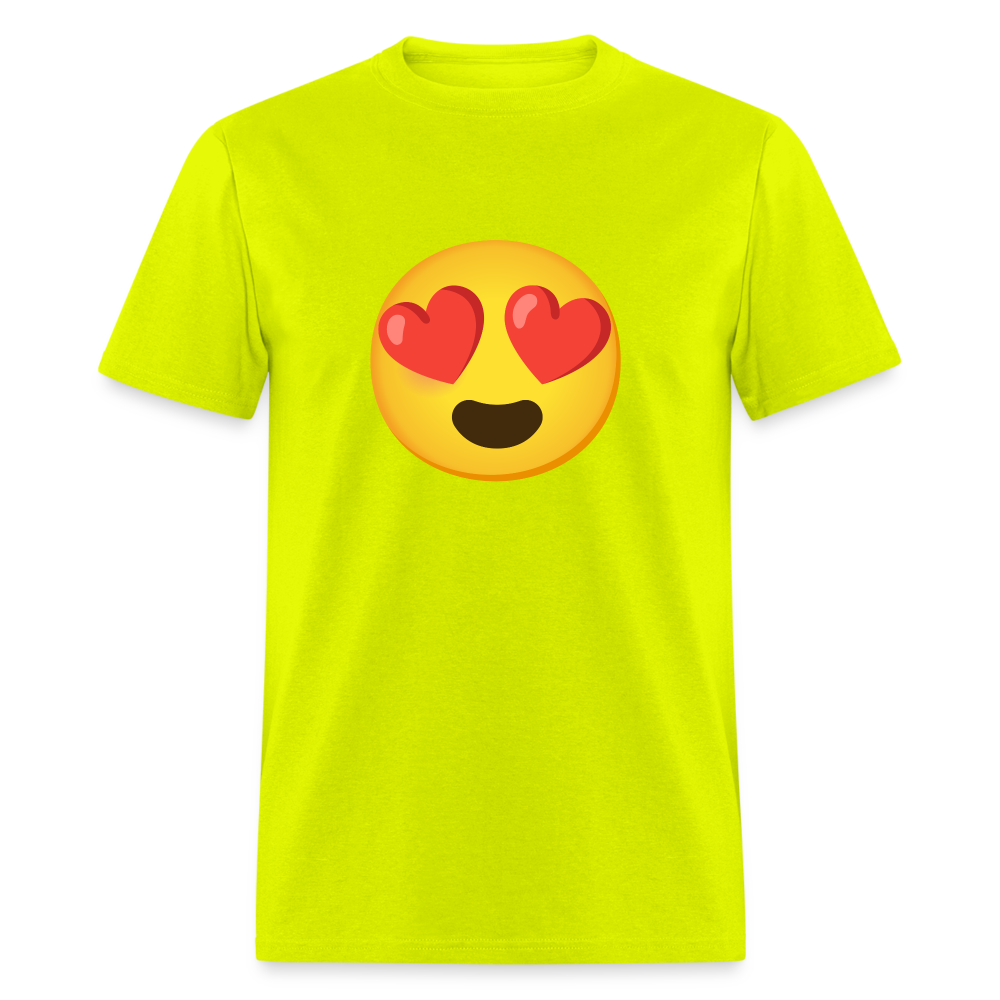 😍 Smiling Face with Heart-Eyes (Google Noto Color Emoji) Unisex Classic T-Shirt - safety green