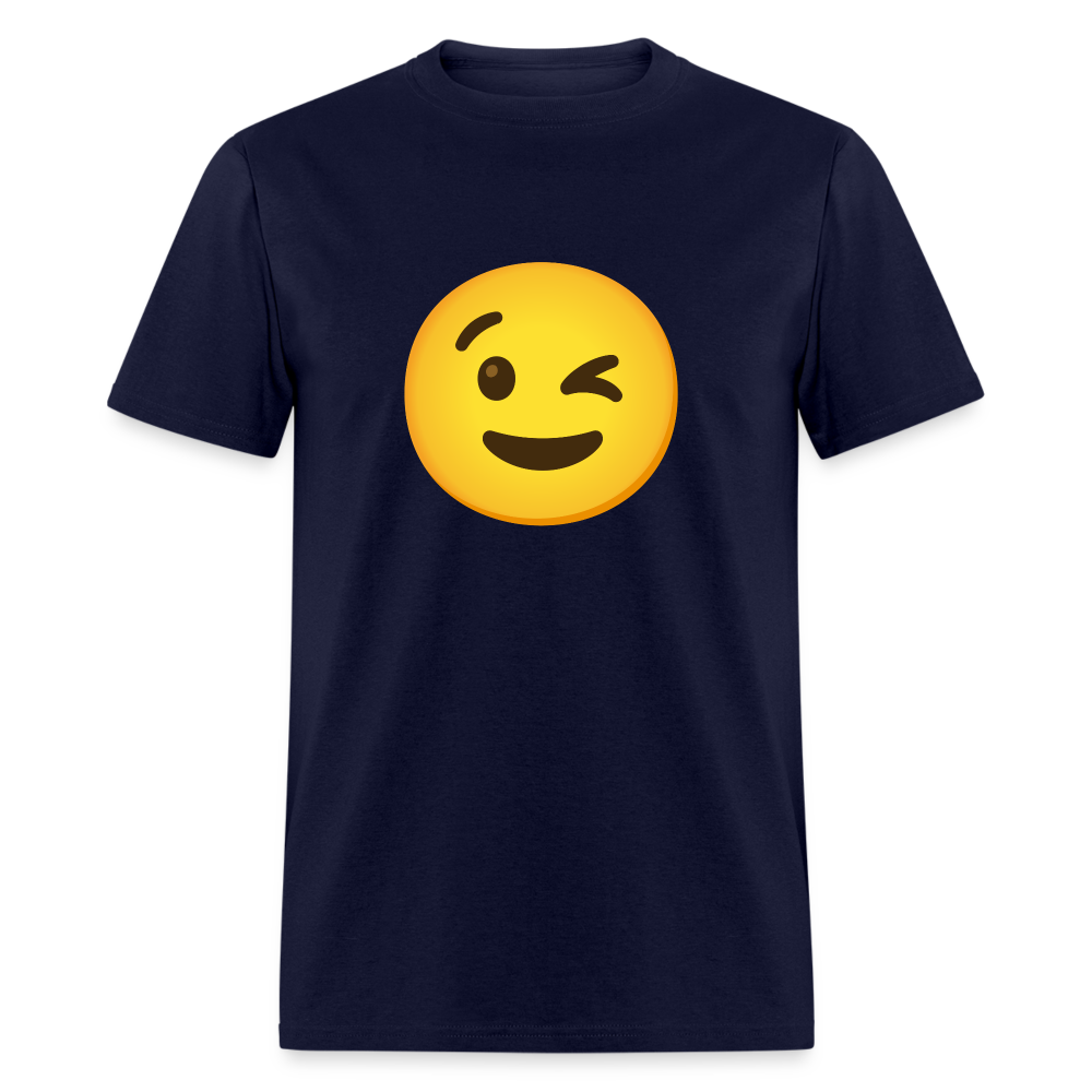 😉 Winking Face (Google Noto Color Emoji) Unisex Classic T-Shirt - navy