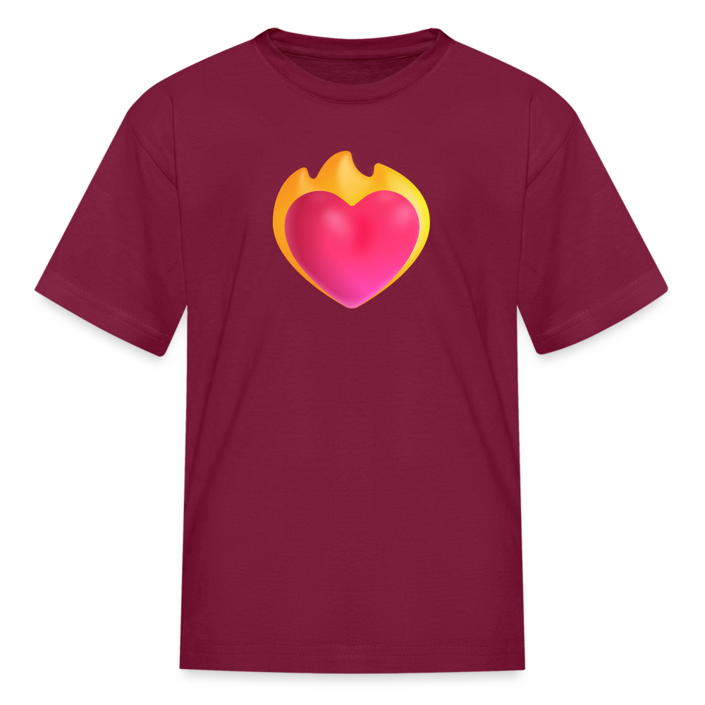 ❤️‍🔥 Heart on Fire (Microsoft Fluent) Kids' T-Shirt - burgundy
