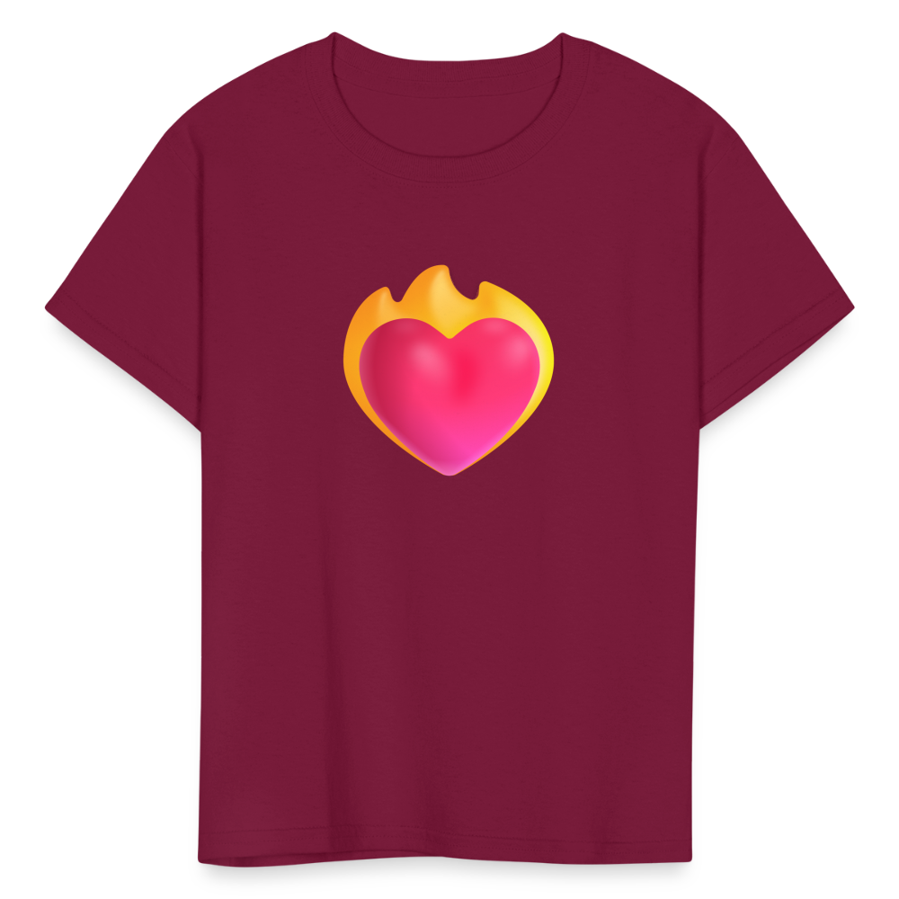 ❤️‍🔥 Heart on Fire (Microsoft Fluent) Kids' T-Shirt - burgundy