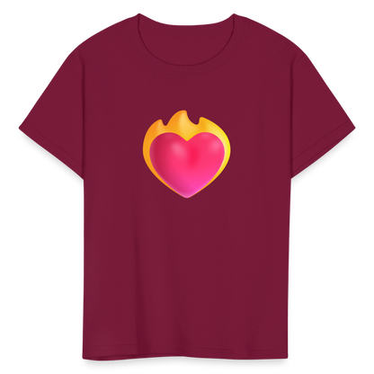 ❤️‍🔥 Heart on Fire (Microsoft Fluent) Kids' T-Shirt - burgundy