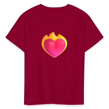 ❤️‍🔥 Heart on Fire (Microsoft Fluent) Kids' T-Shirt - dark red