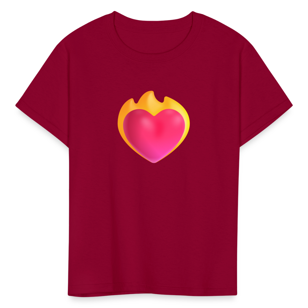 ❤️‍🔥 Heart on Fire (Microsoft Fluent) Kids' T-Shirt - dark red