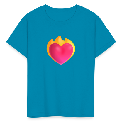 ❤️‍🔥 Heart on Fire (Microsoft Fluent) Kids' T-Shirt - turquoise