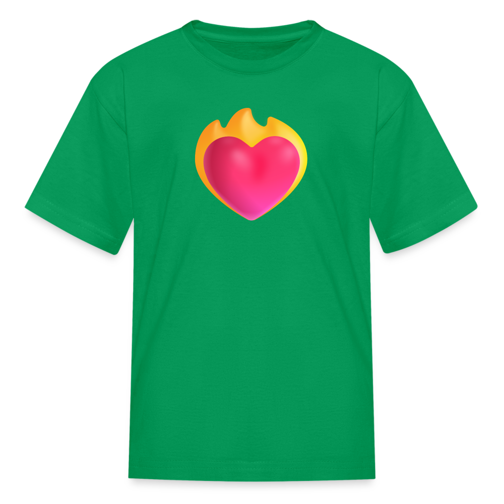 ❤️‍🔥 Heart on Fire (Microsoft Fluent) Kids' T-Shirt - kelly green