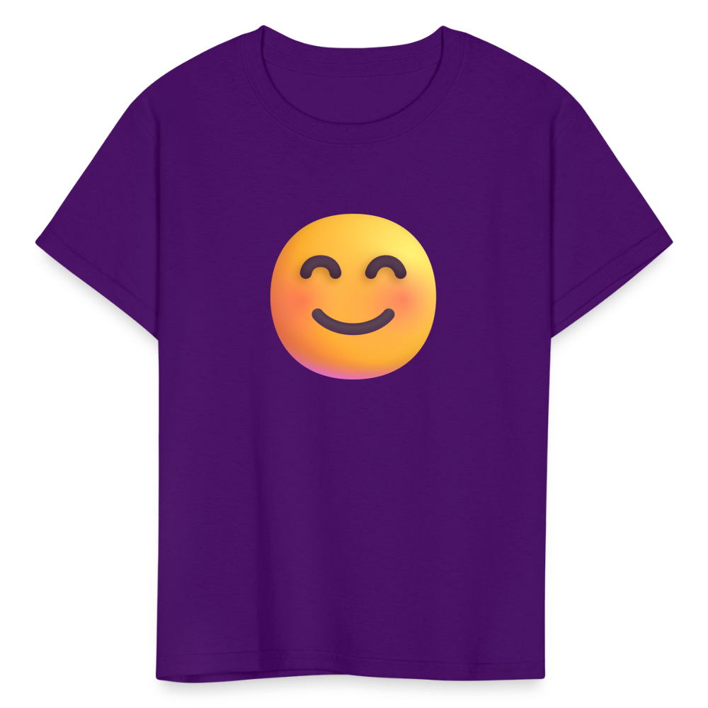 😊 Smiling Face with Smiling Eyes (Microsoft Fluent) Kids' T-Shirt - purple