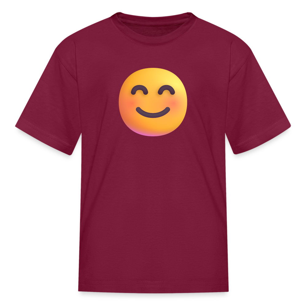 😊 Smiling Face with Smiling Eyes (Microsoft Fluent) Kids' T-Shirt - burgundy