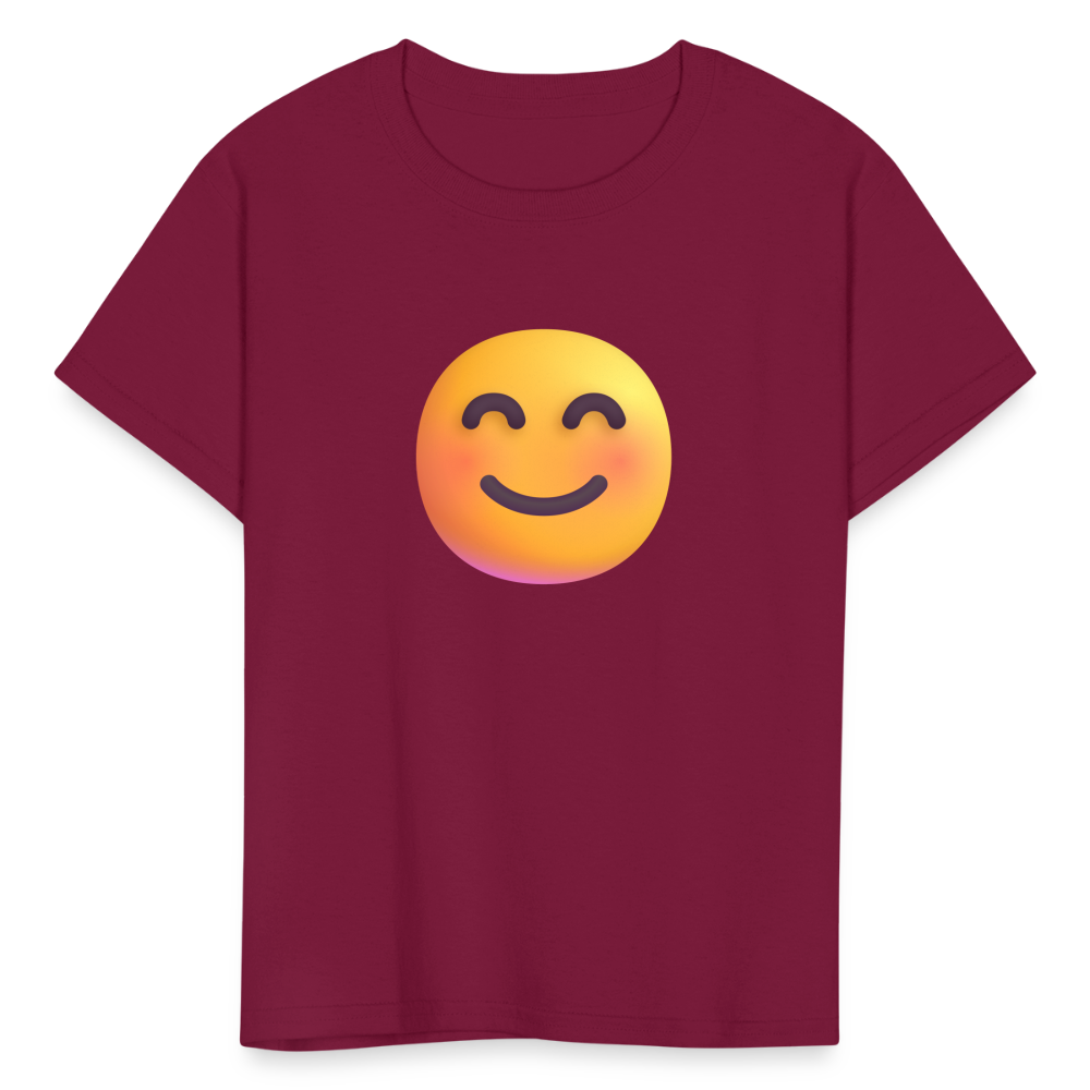 😊 Smiling Face with Smiling Eyes (Microsoft Fluent) Kids' T-Shirt - burgundy