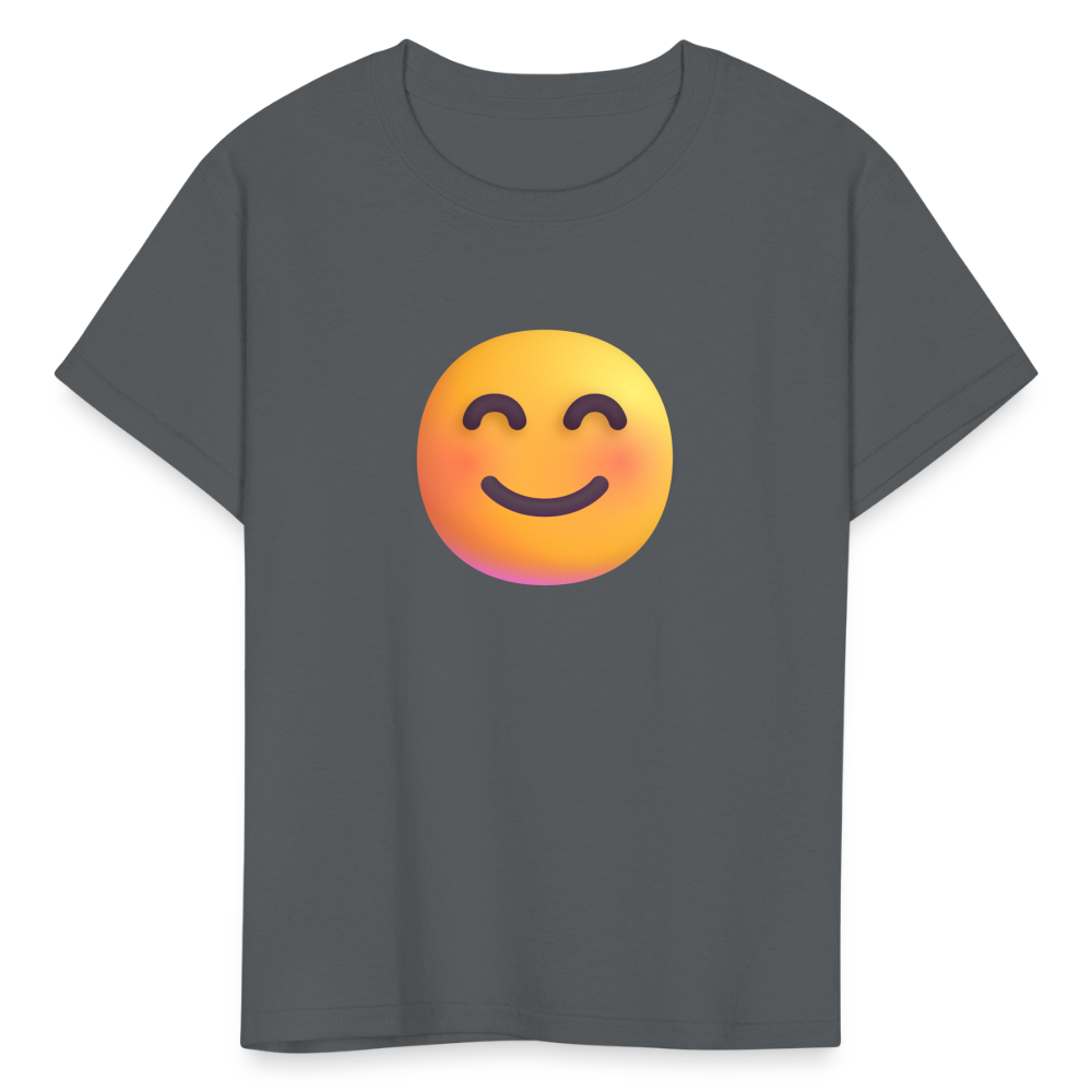 😊 Smiling Face with Smiling Eyes (Microsoft Fluent) Kids' T-Shirt - charcoal