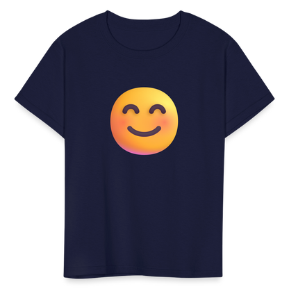 😊 Smiling Face with Smiling Eyes (Microsoft Fluent) Kids' T-Shirt - navy