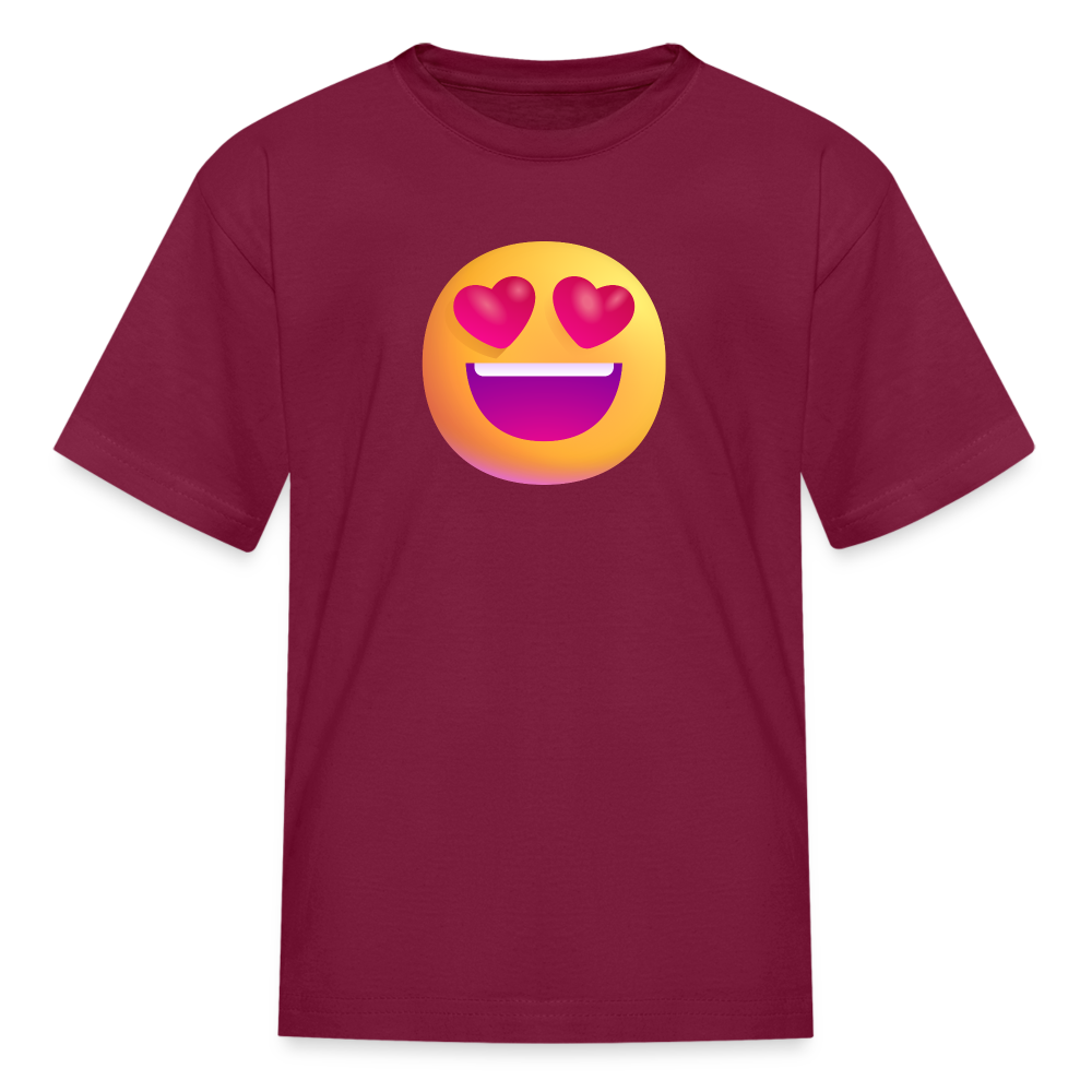 😍 Smiling Face with Heart-Eyes (Microsoft Fluent) Kids' T-Shirt - burgundy