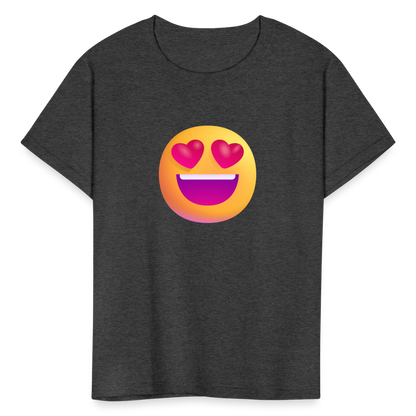 😍 Smiling Face with Heart-Eyes (Microsoft Fluent) Kids' T-Shirt - heather black