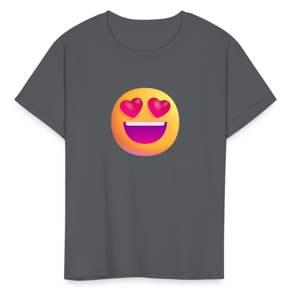 😍 Smiling Face with Heart-Eyes (Microsoft Fluent) Kids' T-Shirt - charcoal