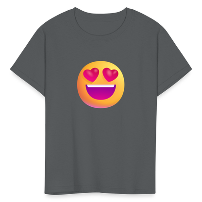 😍 Smiling Face with Heart-Eyes (Microsoft Fluent) Kids' T-Shirt - charcoal