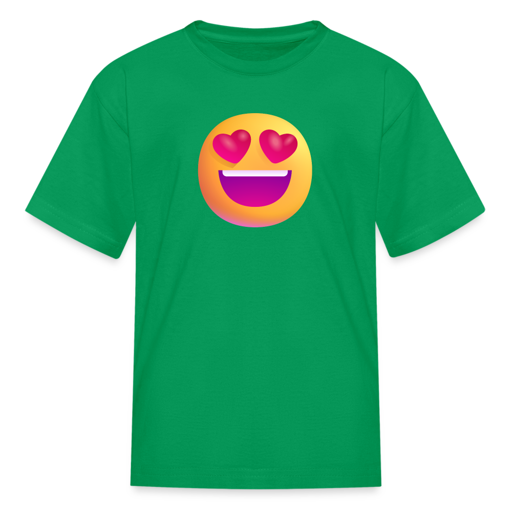 😍 Smiling Face with Heart-Eyes (Microsoft Fluent) Kids' T-Shirt - kelly green