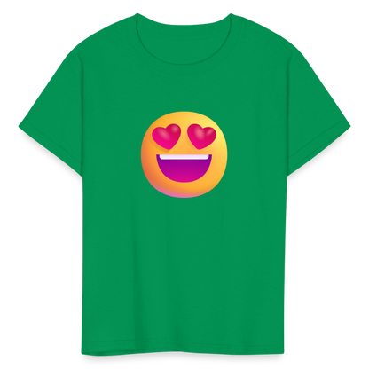 😍 Smiling Face with Heart-Eyes (Microsoft Fluent) Kids' T-Shirt - kelly green