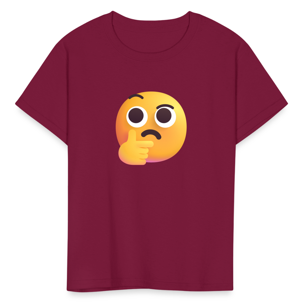 🤔 Thinking Face (Microsoft Fluent) Kids' T-Shirt - burgundy
