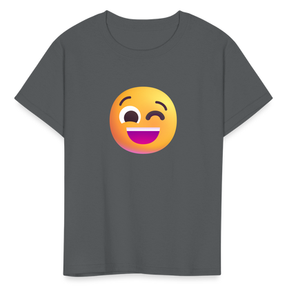 😉 Winking Face (Microsoft Fluent) Kids' T-Shirt - charcoal