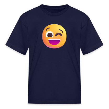 😉 Winking Face (Microsoft Fluent) Kids' T-Shirt - navy