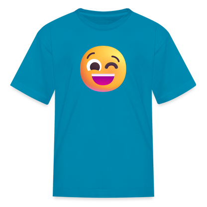 😉 Winking Face (Microsoft Fluent) Kids' T-Shirt - turquoise