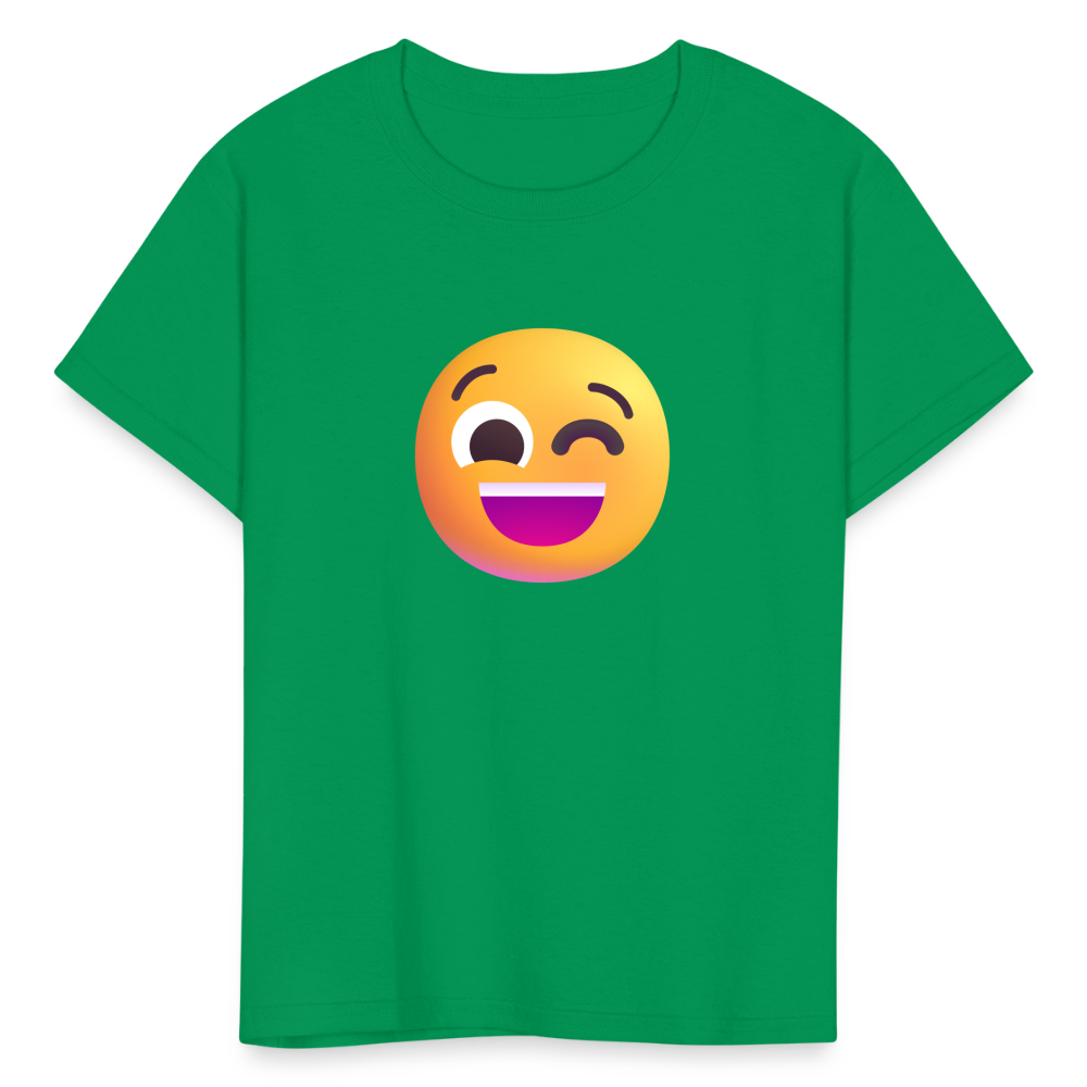 😉 Winking Face (Microsoft Fluent) Kids' T-Shirt - kelly green