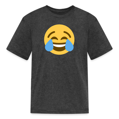 😂 Face with Tears of Joy (Twemoji) Kids' T-Shirt - heather black