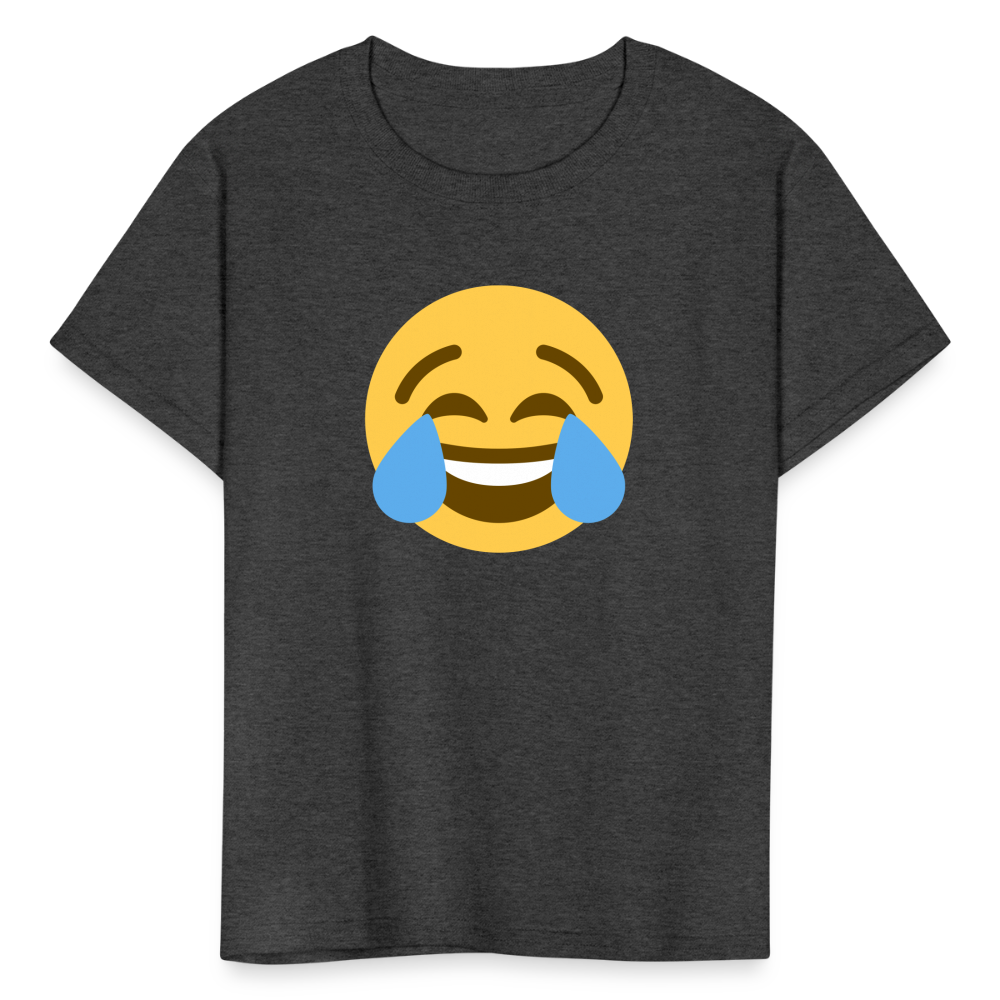 😂 Face with Tears of Joy (Twemoji) Kids' T-Shirt - heather black