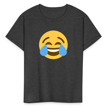 😂 Face with Tears of Joy (Twemoji) Kids' T-Shirt - heather black