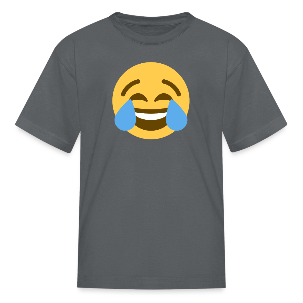 😂 Face with Tears of Joy (Twemoji) Kids' T-Shirt - charcoal