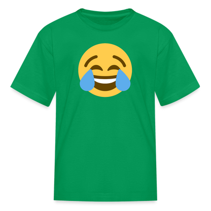 😂 Face with Tears of Joy (Twemoji) Kids' T-Shirt - kelly green