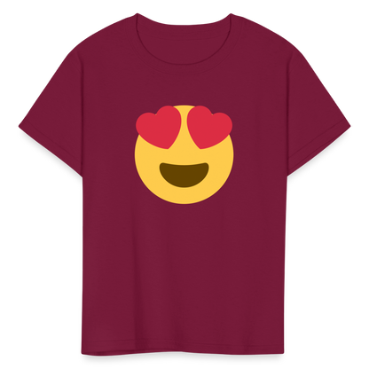 😍 Smiling Face with Heart-Eyes (Twemoji) Kids' T-Shirt - burgundy