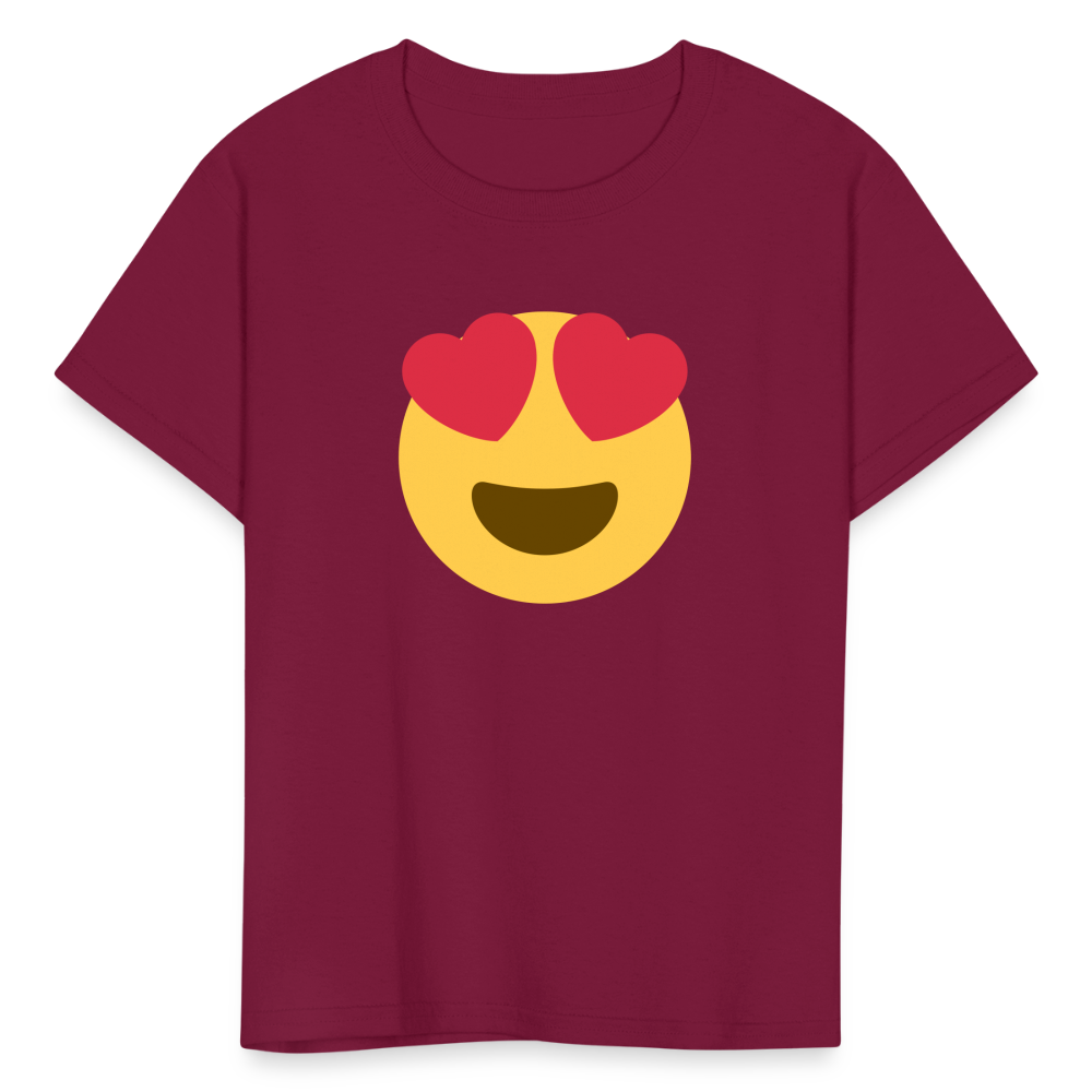 😍 Smiling Face with Heart-Eyes (Twemoji) Kids' T-Shirt - burgundy