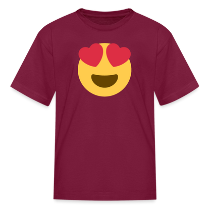 😍 Smiling Face with Heart-Eyes (Twemoji) Kids' T-Shirt - burgundy