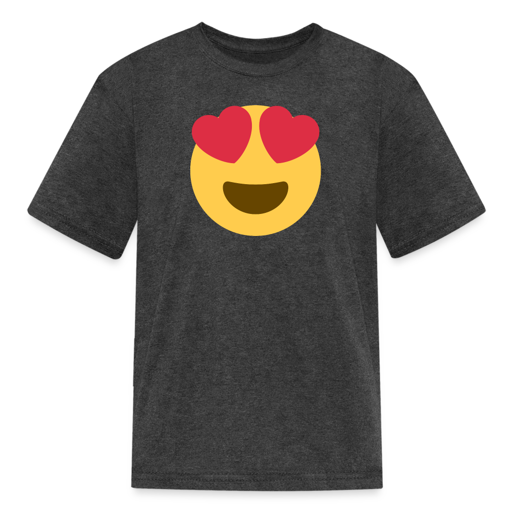 😍 Smiling Face with Heart-Eyes (Twemoji) Kids' T-Shirt - heather black