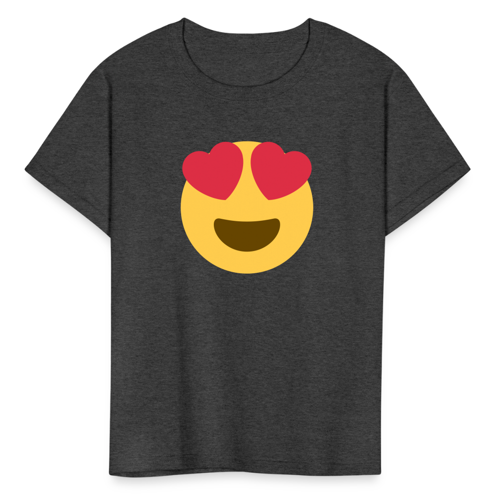 😍 Smiling Face with Heart-Eyes (Twemoji) Kids' T-Shirt - heather black