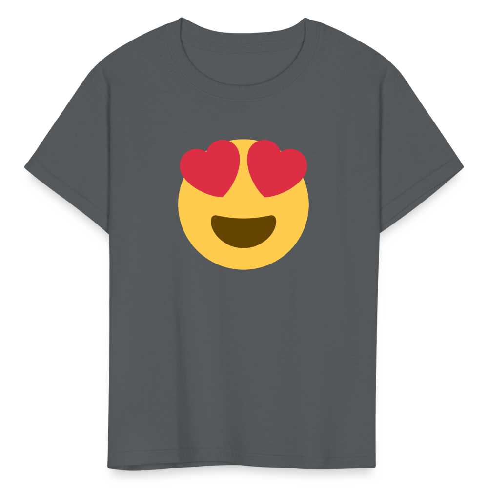 😍 Smiling Face with Heart-Eyes (Twemoji) Kids' T-Shirt - charcoal