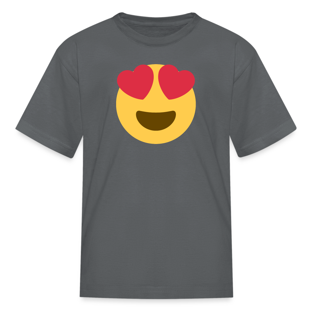 😍 Smiling Face with Heart-Eyes (Twemoji) Kids' T-Shirt - charcoal