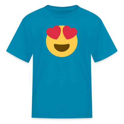 😍 Smiling Face with Heart-Eyes (Twemoji) Kids' T-Shirt - turquoise