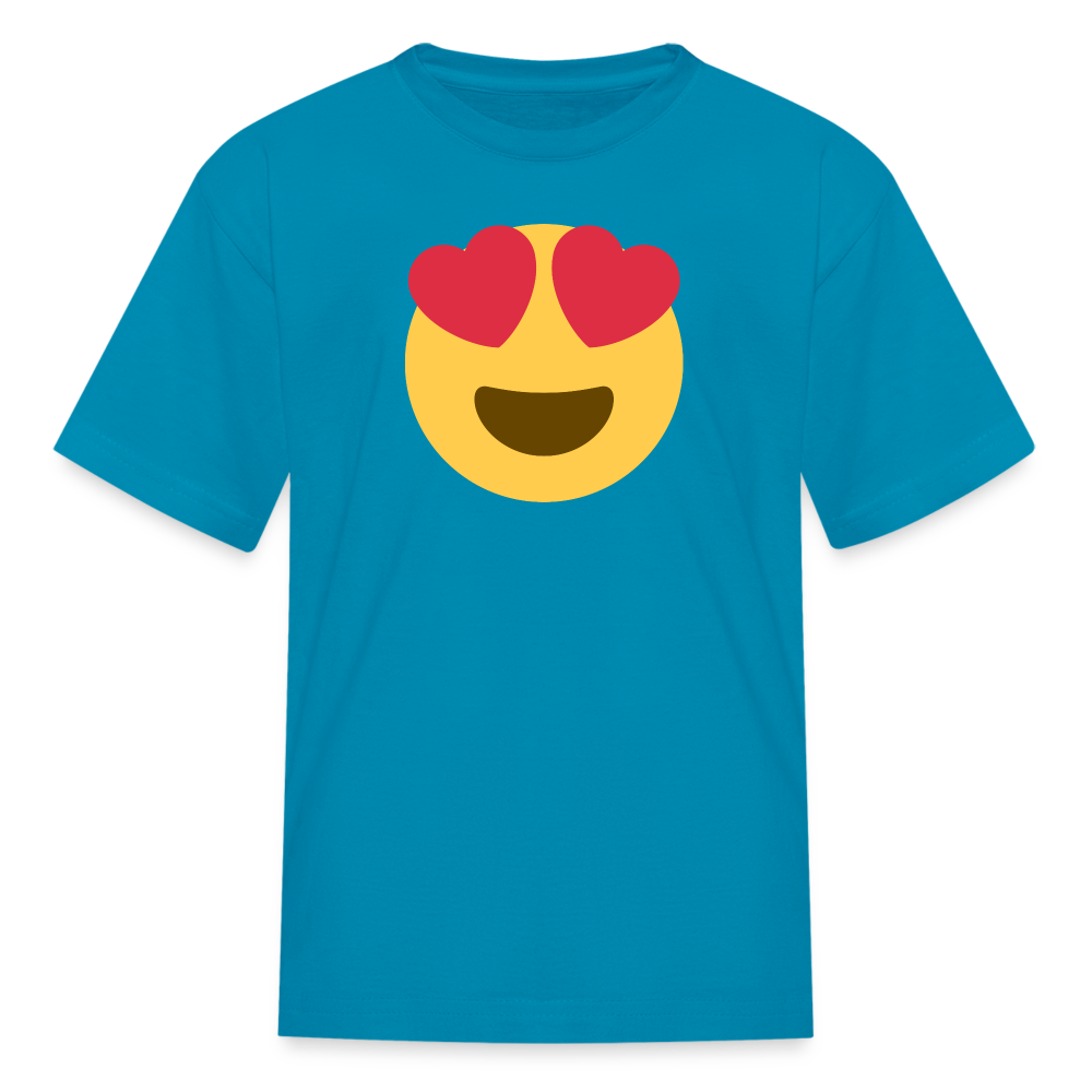 😍 Smiling Face with Heart-Eyes (Twemoji) Kids' T-Shirt - turquoise