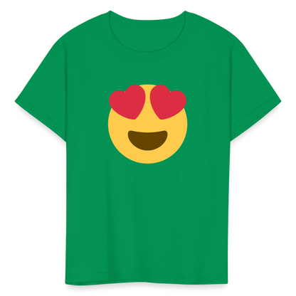 😍 Smiling Face with Heart-Eyes (Twemoji) Kids' T-Shirt - kelly green