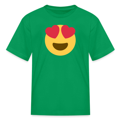 😍 Smiling Face with Heart-Eyes (Twemoji) Kids' T-Shirt - kelly green