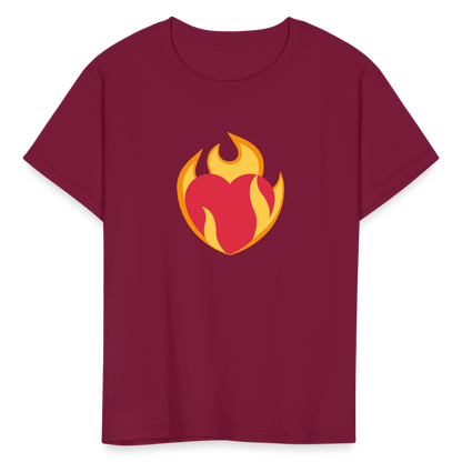 ❤️‍🔥 Heart on Fire (Twemoji) Kids' T-Shirt - burgundy