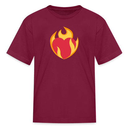 ❤️‍🔥 Heart on Fire (Twemoji) Kids' T-Shirt - burgundy