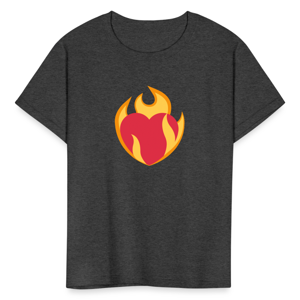 ❤️‍🔥 Heart on Fire (Twemoji) Kids' T-Shirt - heather black