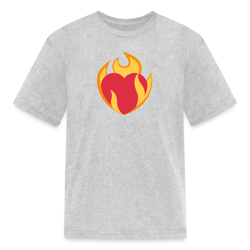 ❤️‍🔥 Heart on Fire (Twemoji) Kids' T-Shirt - heather gray
