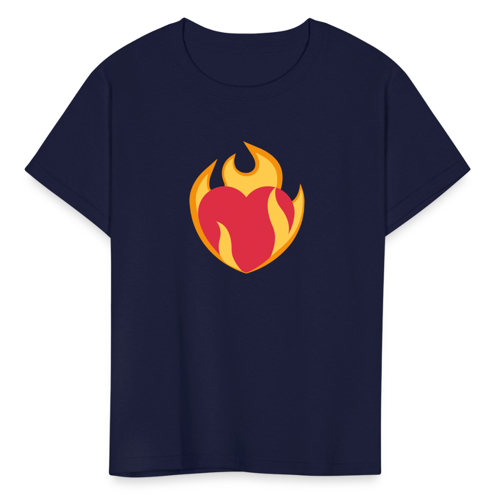 ❤️‍🔥 Heart on Fire (Twemoji) Kids' T-Shirt - navy
