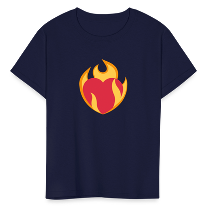 ❤️‍🔥 Heart on Fire (Twemoji) Kids' T-Shirt - navy