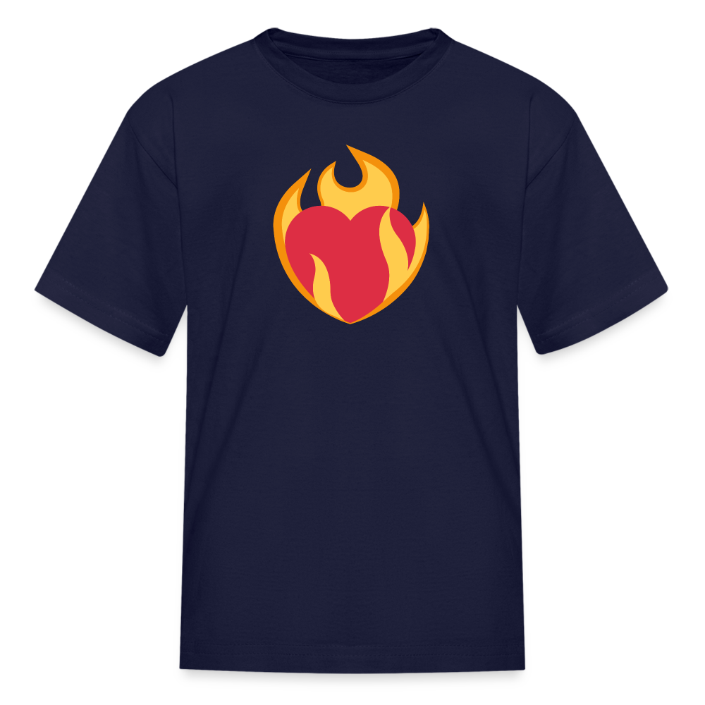 ❤️‍🔥 Heart on Fire (Twemoji) Kids' T-Shirt - navy